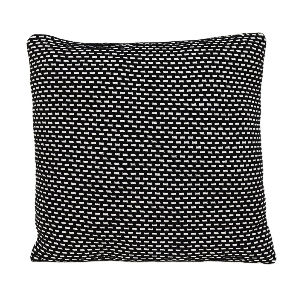 Nassau Collection 20&#x22; Black and White Rectangles Textured Square Throw Pillow
